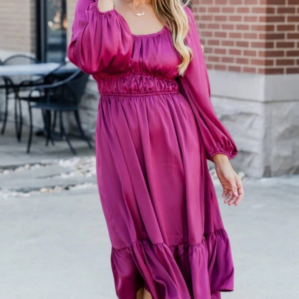 Pink Lily Pink Smocked Tiered Sundress